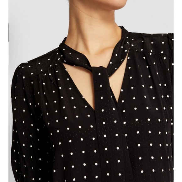 Paige Rayon Diana Dot Tie Blouse XS - Picture 10 of 10